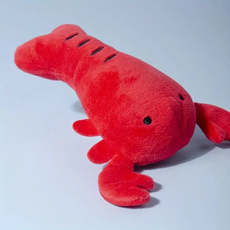 Red lobster stuffed dog toy with squeaker for small and medium breed interactive play