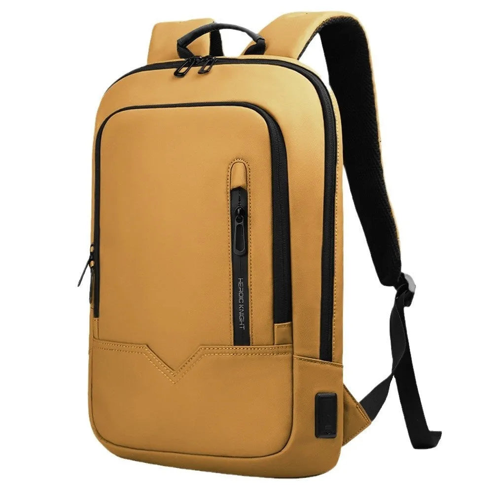 Lightweight polyester laptop backpack with USB charging port in multiple colour options