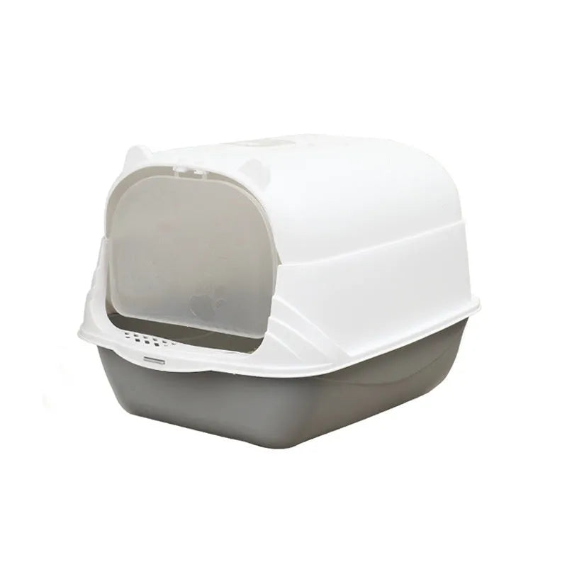Oversized enclosed cat litter box in PP plastic, available in multiple colours including black and blue