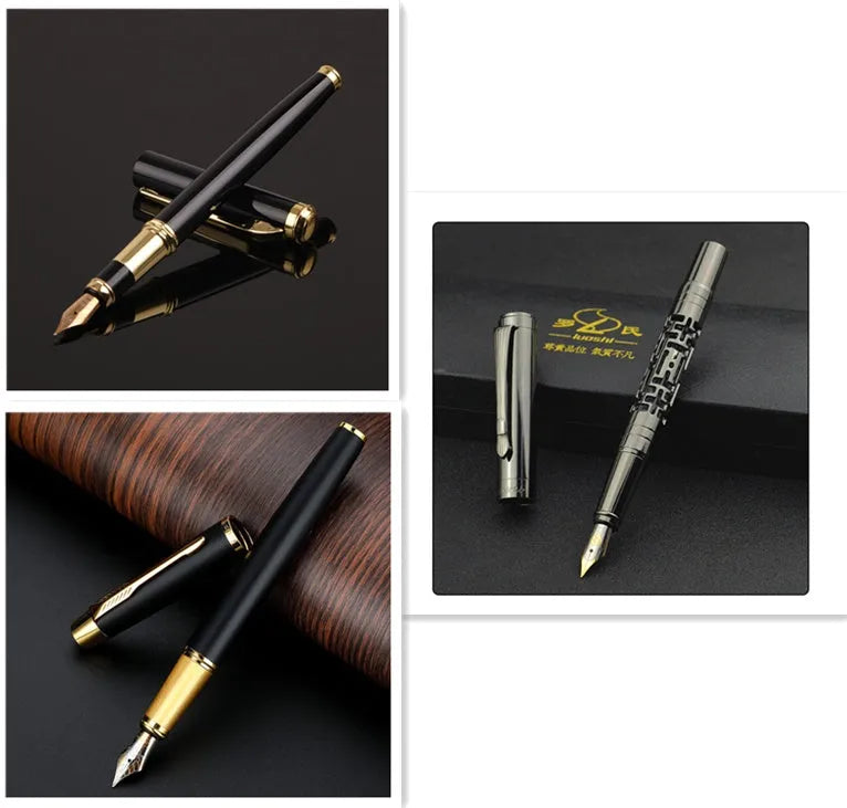 Red and black metal fountain pens with 0.5mm nibs for office and gift use.