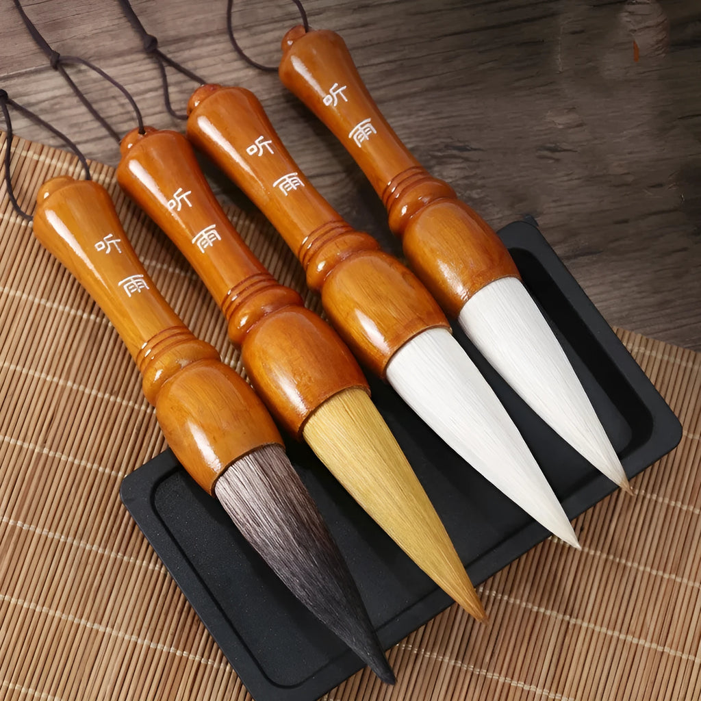 Large traditional Chinese painting brush with mixed wolf and sheep hair bristles for ink wash artwork