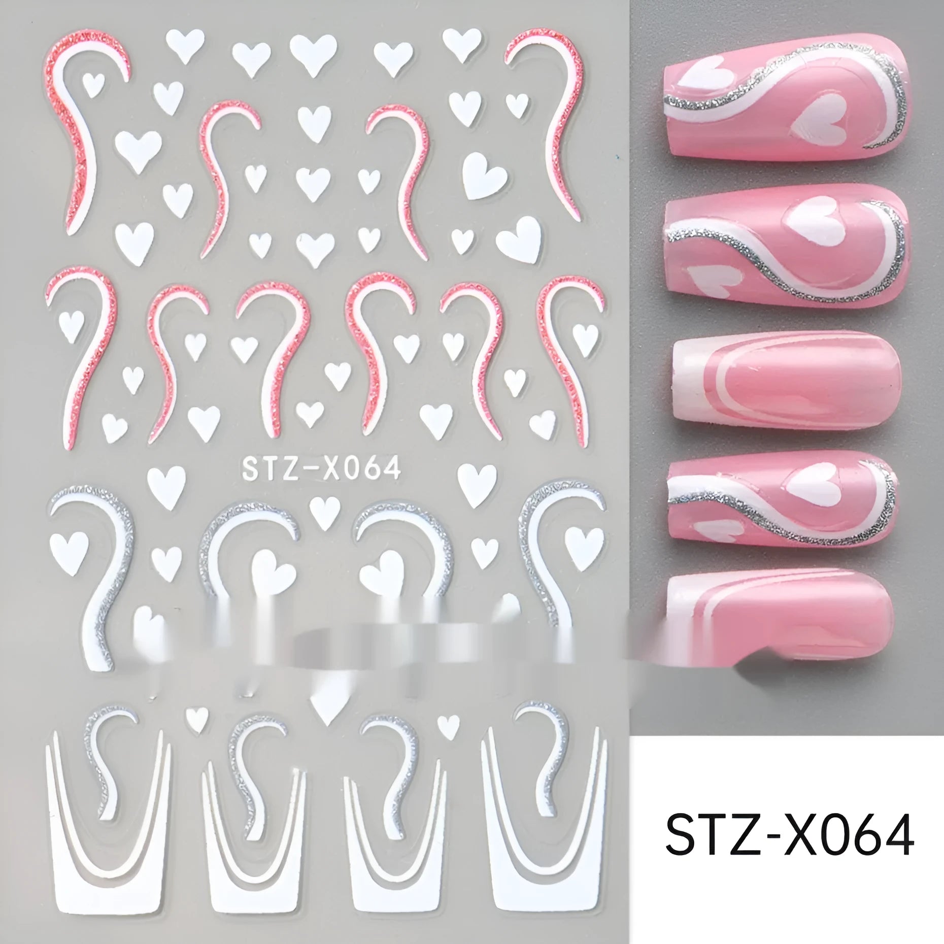 Black and silver stripe nail art stickers for French manicure designs in plastic material