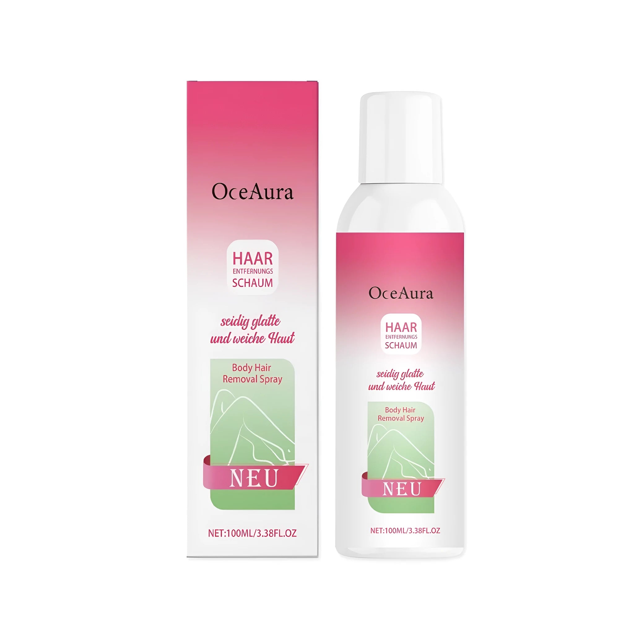 100 ml spray bottle of body hair removal depilatory spray with calcium thioacetate formula.