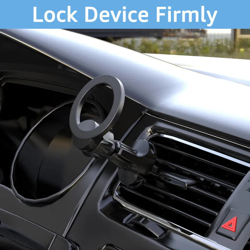 Black magnetic car air vent phone holder with O-ring bracket for smartphones