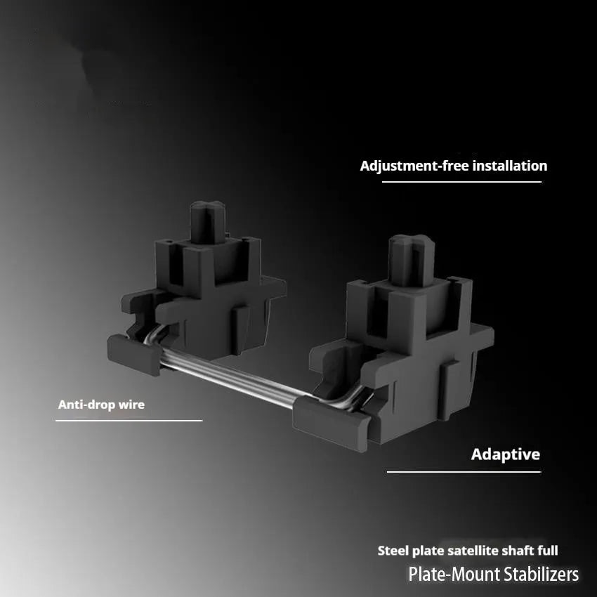 Keyboard stabiliser accessories in black and milky white colours for mechanical keyboards