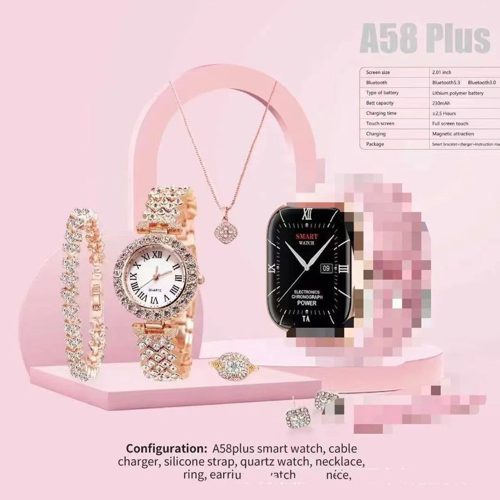 A58plus smart watch in black with touch screen displaying time and Bluetooth calling interface
