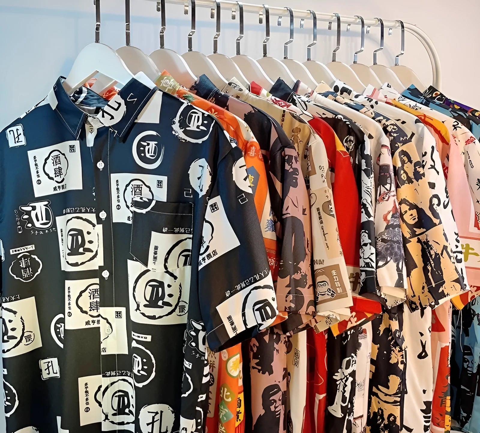 Man wearing a loose-fit short sleeve cardigan shirt with a full floral print.