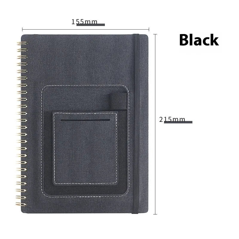Erasable coil notebook with waterproof stone paper and erasable pen on desk