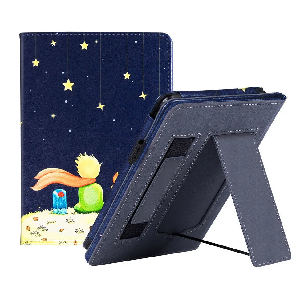 Kindle Paperwhite 11 leather case with wrist bracket showing calf leather exterior