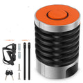 Black and orange portable folding bicycle lock constructed from zinc alloy and steel