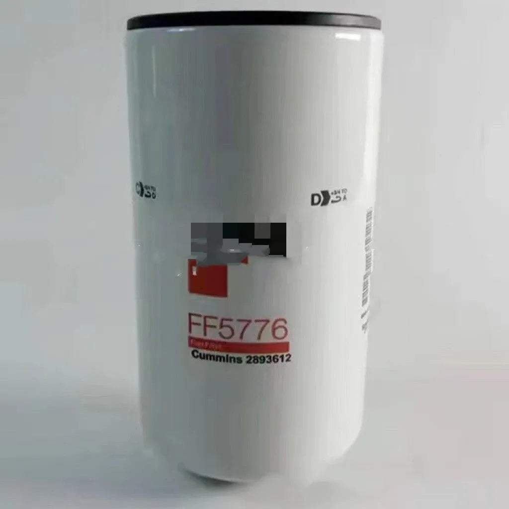 White metal diesel filter element FF5776 with 2mm inlet and outlet ports for automotive engine oil filtration