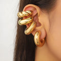 Geometric clip-on earrings for women in gold or silver tone, set of four pieces.