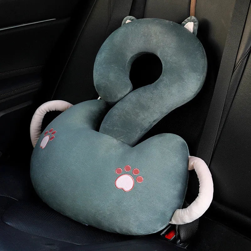 Square 65cm cartoon animal hug design cushion pillow on a sofa.