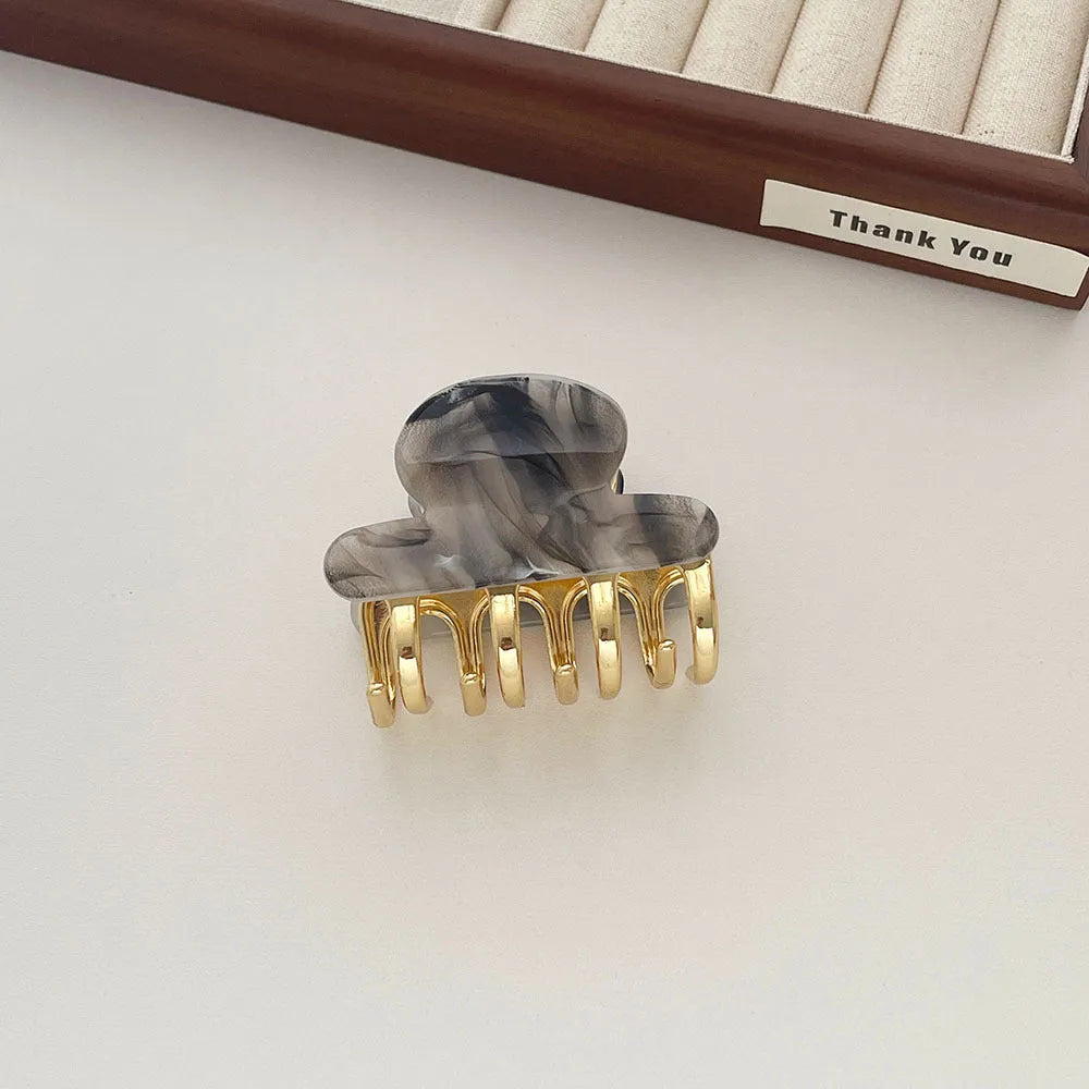 Acetate women's hair barrette with metal grip in medium size, retro dopamine styling