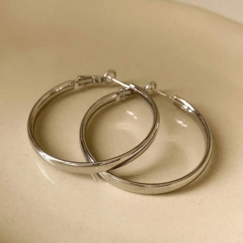 40mm gold and silver electroplated metal circle earrings on copper base