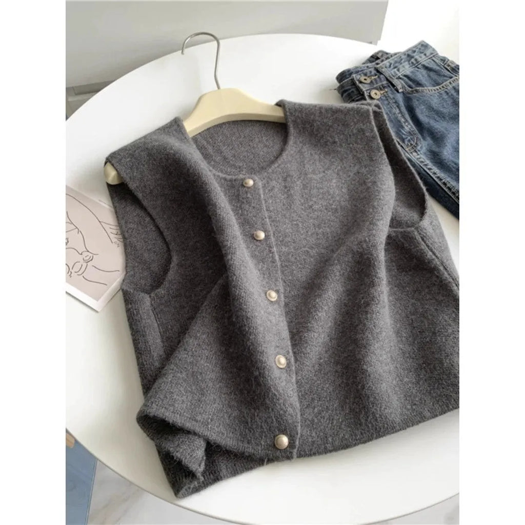 Men's thin polyester half-sleeve vest in smoky grey casual commuting style