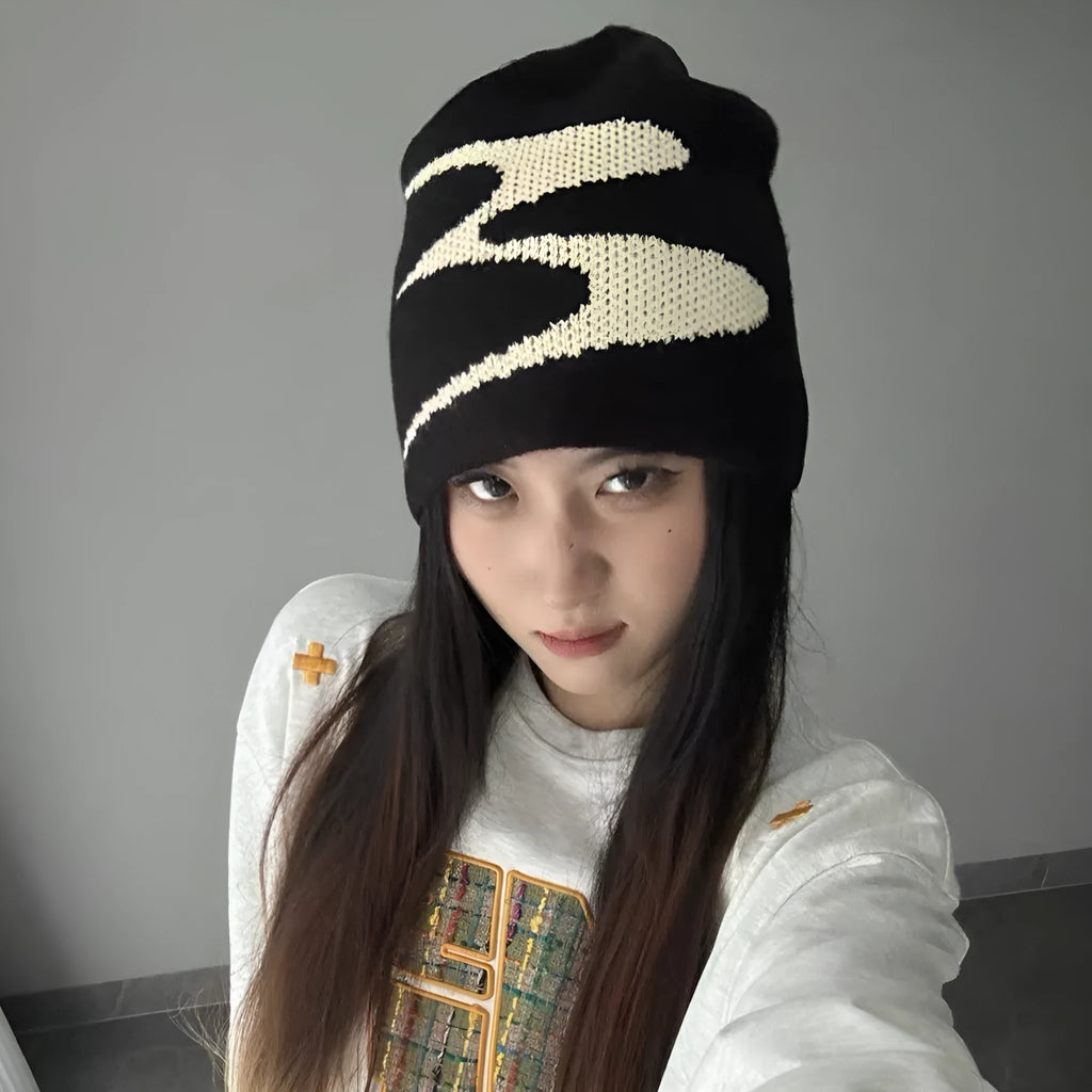 Acrylic thermal beanie hat in white, grey or black colours for autumn and winter wear