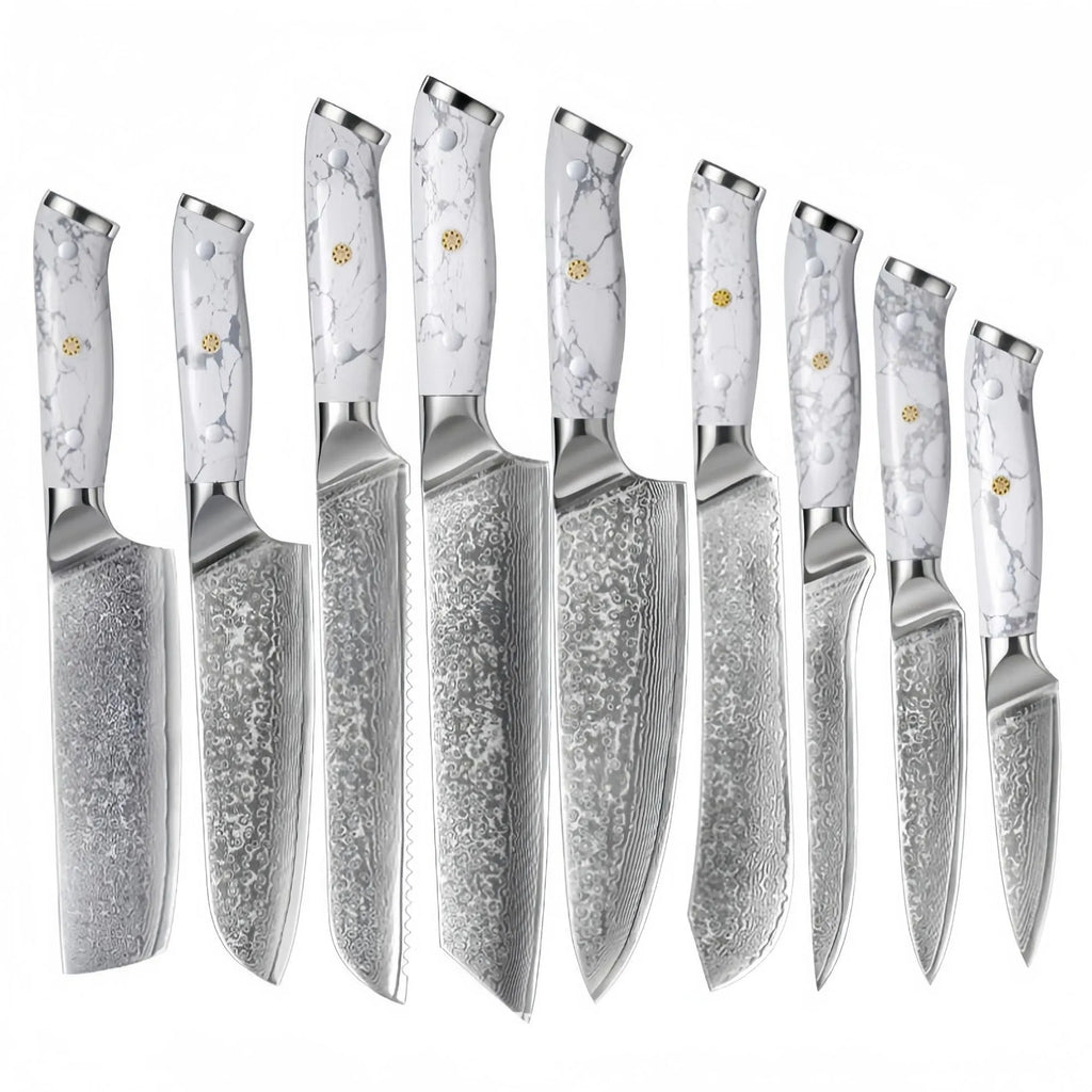 Damascus chef's knife with 21cm VG10 steel blade and modern handle