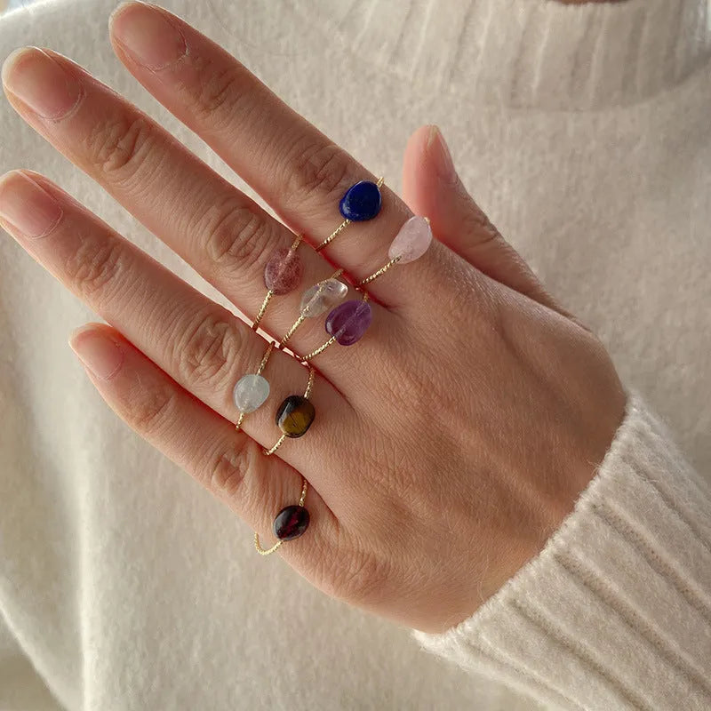 Geometric agate women's ring in eight colour options with original design