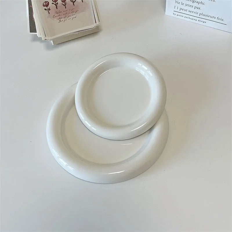 White ceramic plate with bear or doodle design in 15cm or 20cm round size