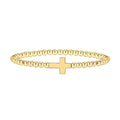 Women's adjustable stainless steel beaded bracelet in geometric design with round beads