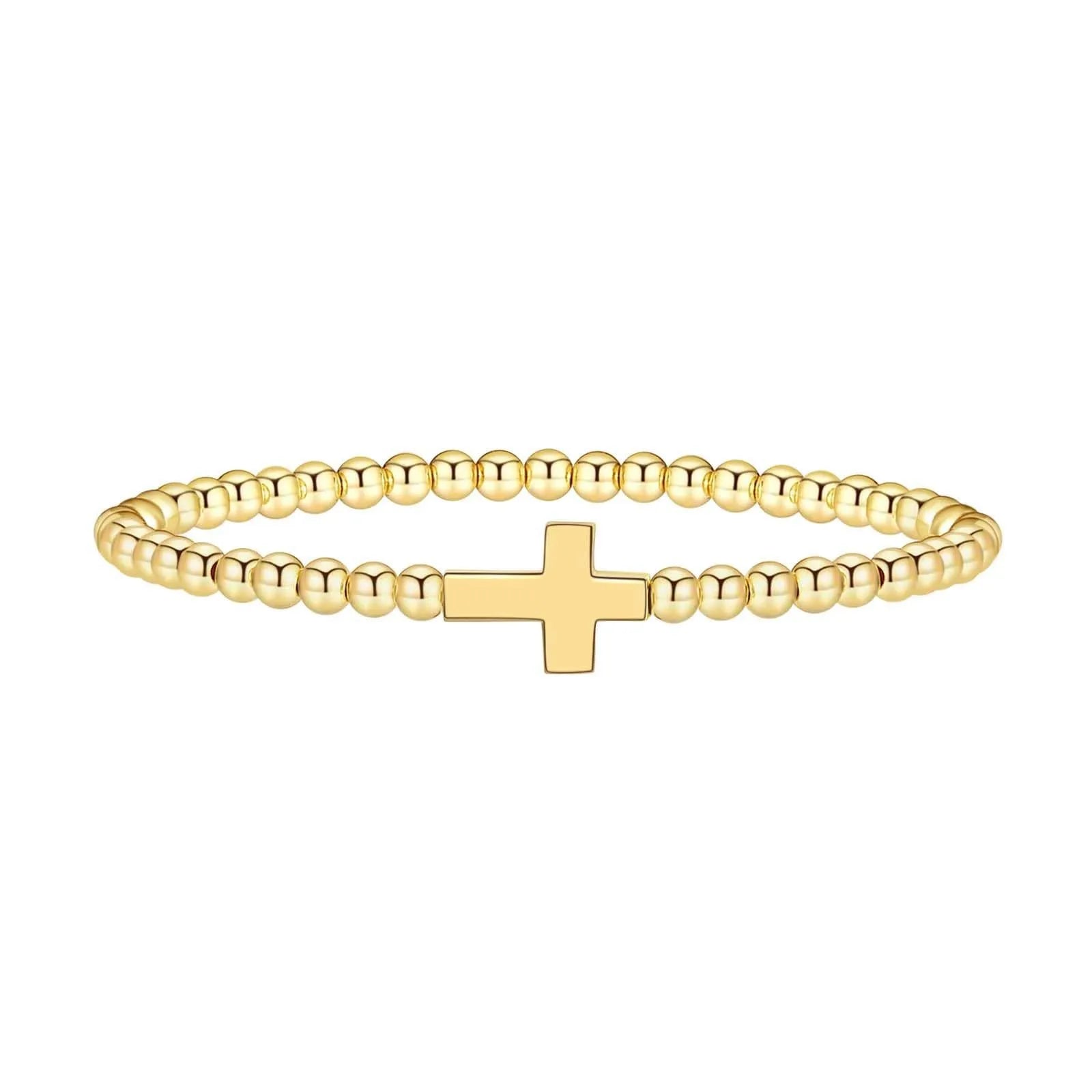 Women's adjustable stainless steel beaded bracelet in geometric design with round beads