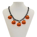 Halloween ghost pumpkin necklace with acrylic cartoon pendant on plastic chain in mixed colour 06705