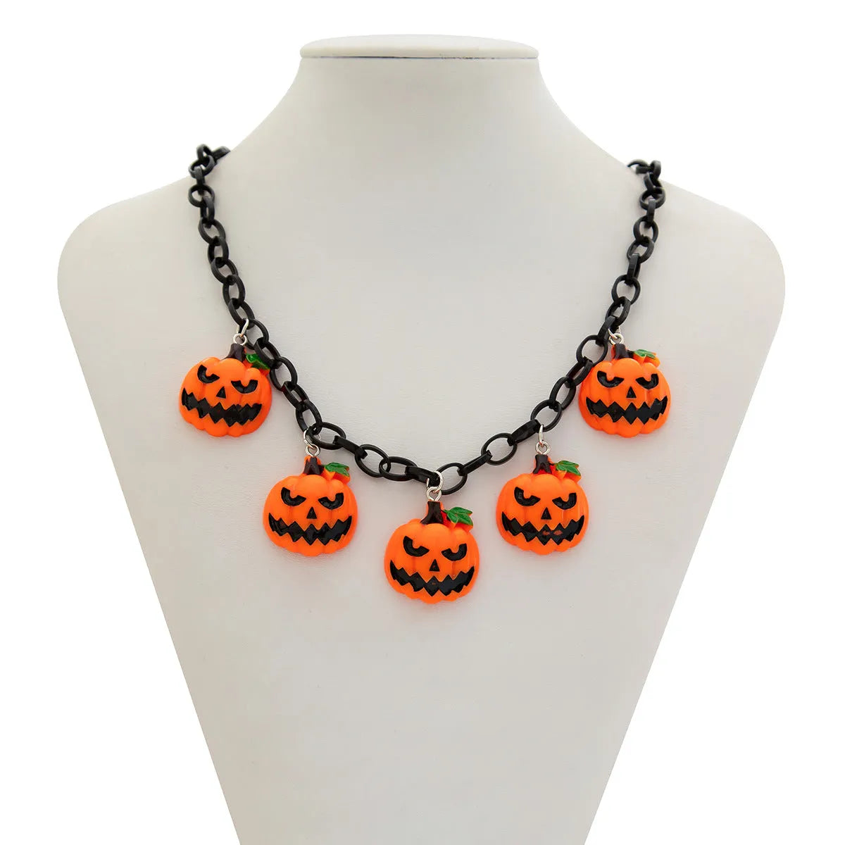 Halloween ghost pumpkin necklace with acrylic cartoon pendant on plastic chain in mixed colour 06705