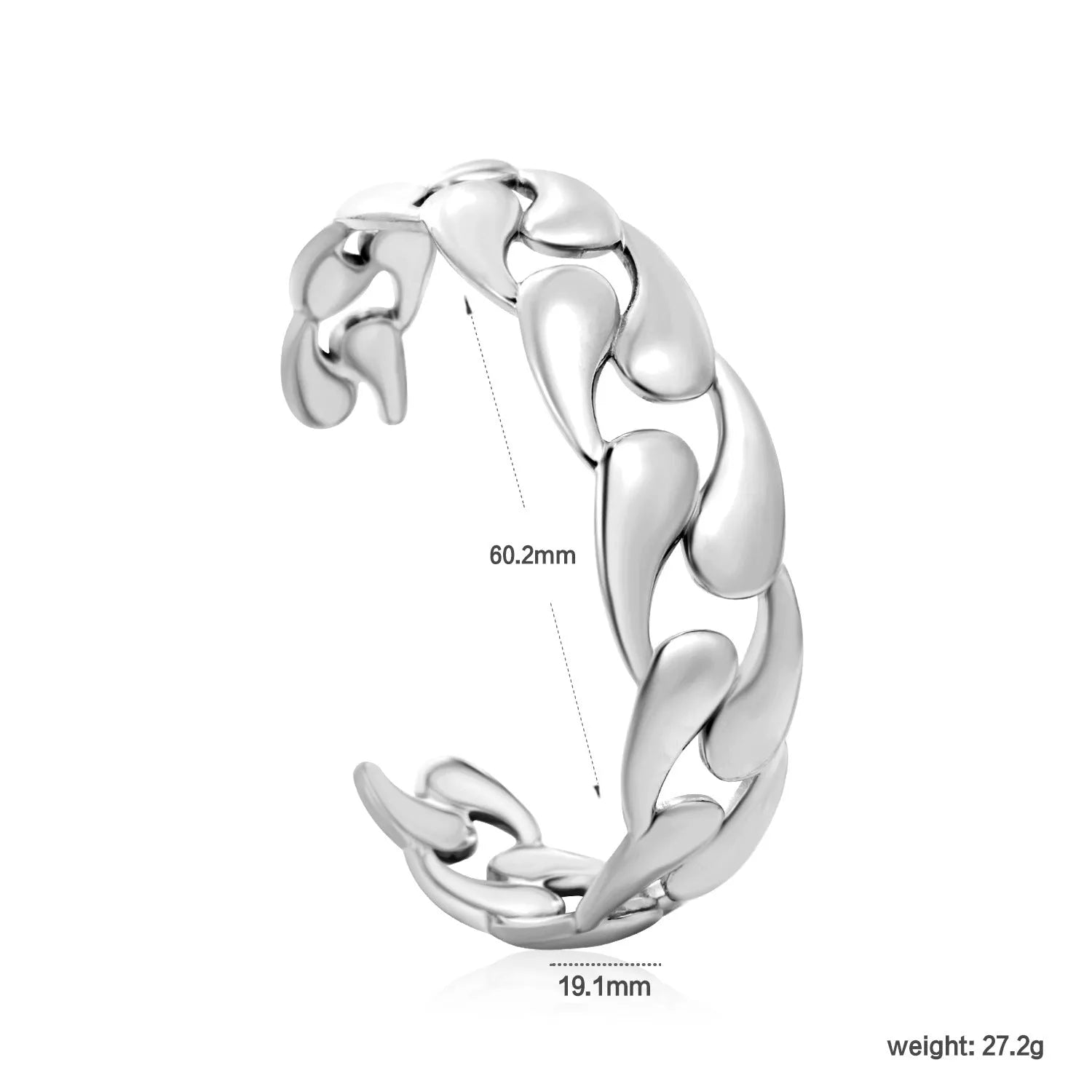 Advanced stainless steel alloy bracelet in European and American style on a wrist, showing a metallic finish.