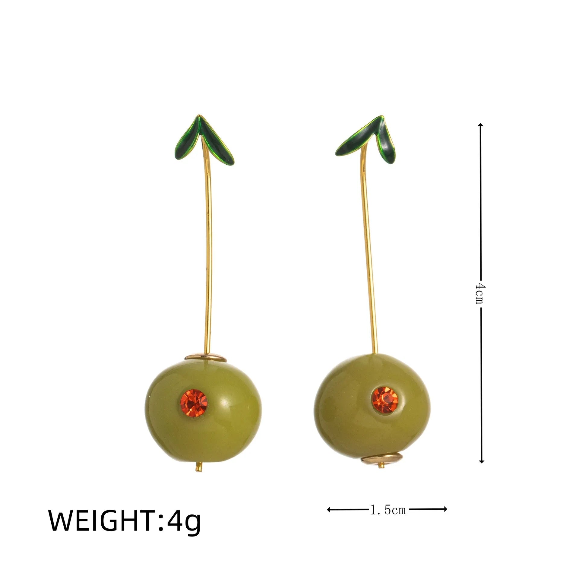 Gold plated copper earrings with colourful fruit and vegetable designs including carrot, lemon, and blueberry styles.
