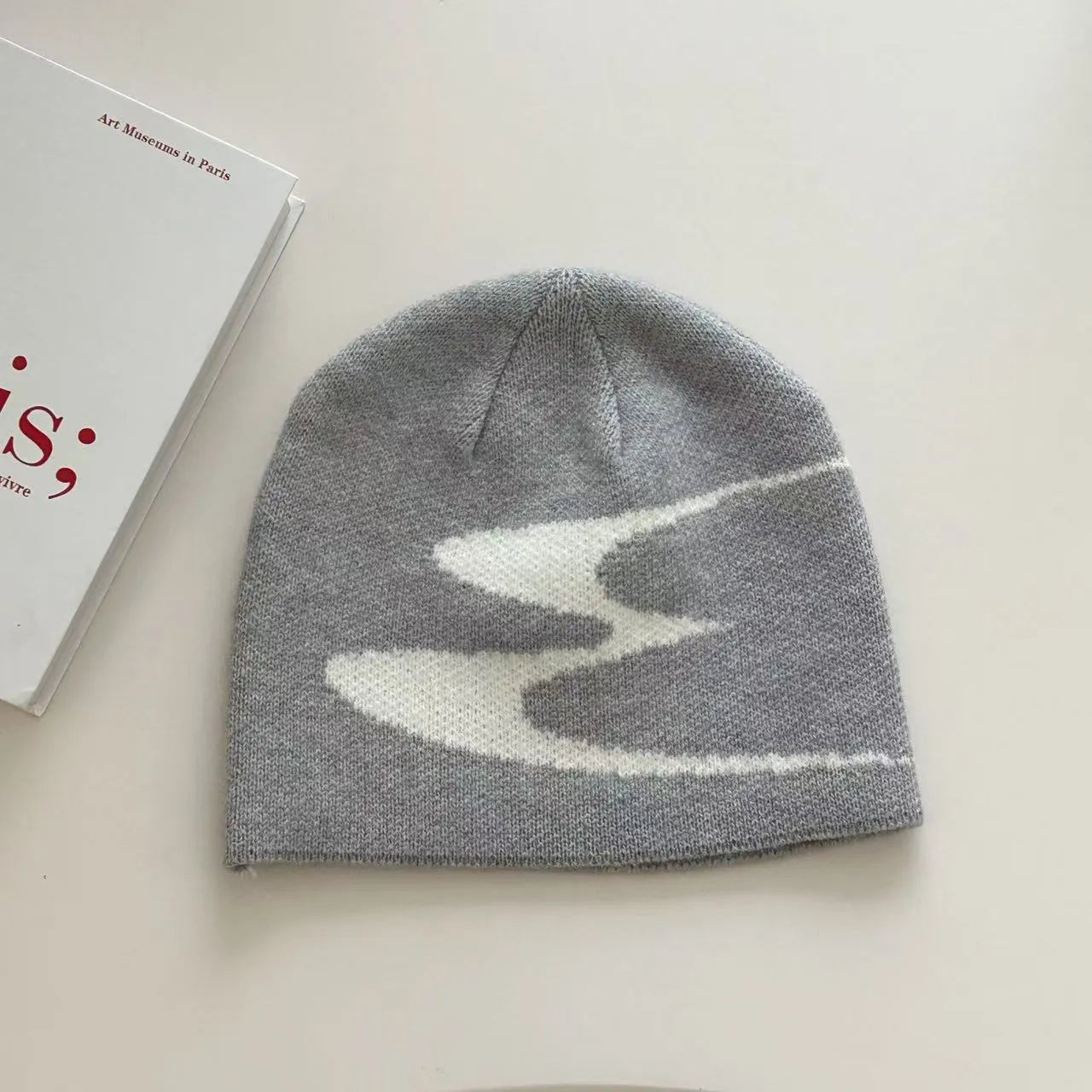 Acrylic thermal beanie hat in white, grey or black colours for autumn and winter wear