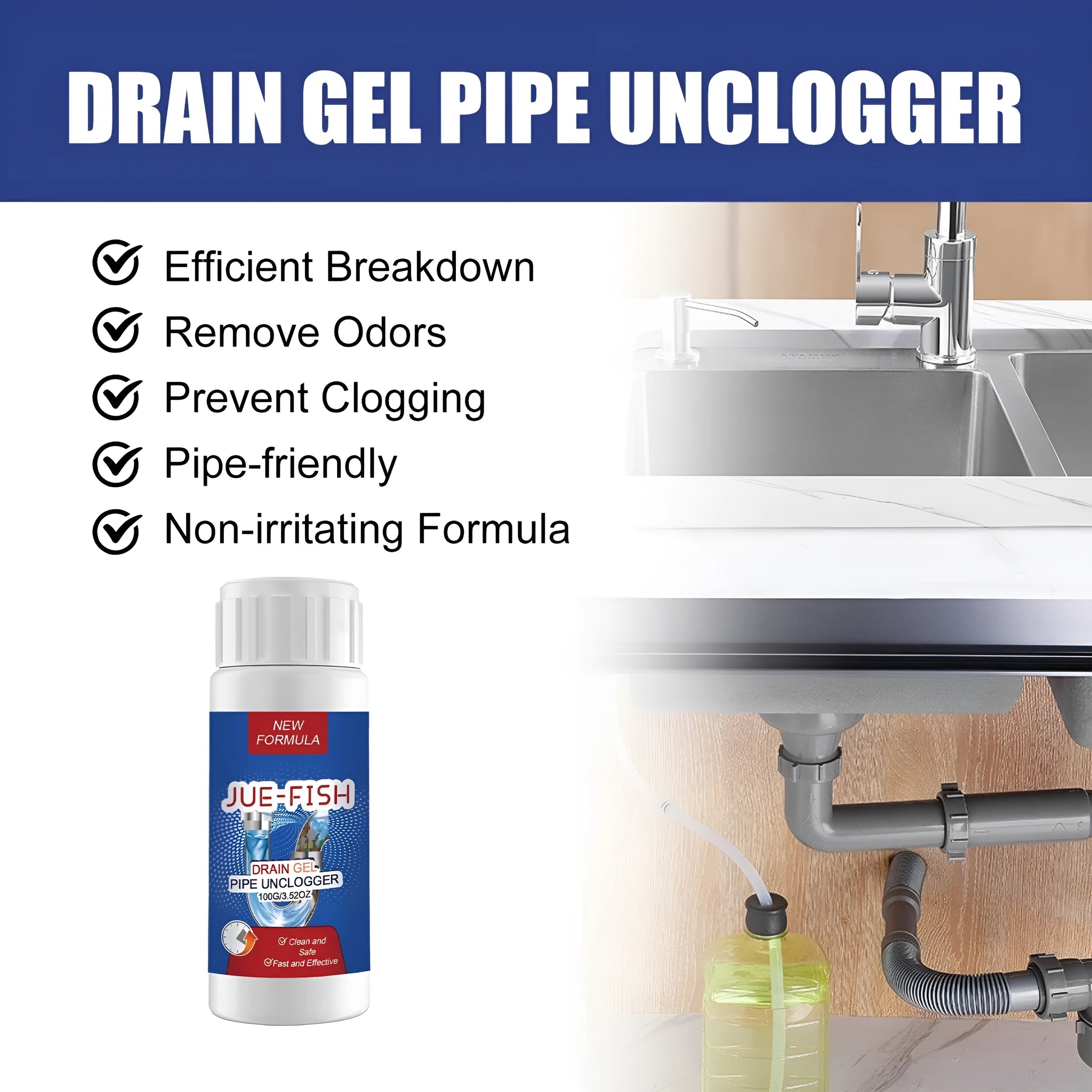 100g pipe dredge agent bottle for cleaning sewer and toilet pipe odours