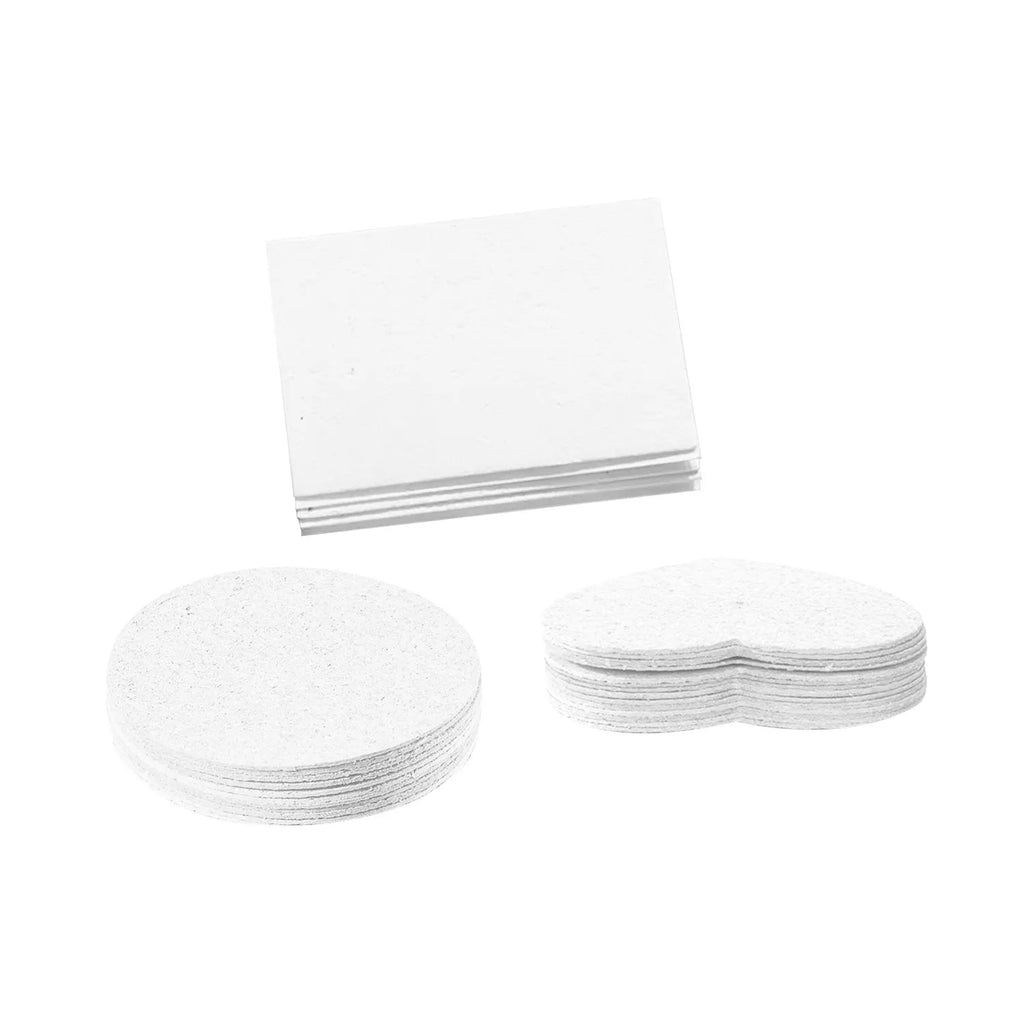 Painting sponge set with six fountain pens and heart, round, and square shaped cellulose sponges for ink art