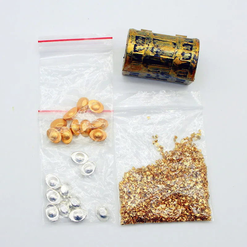 Gold coin treasure box doll house accessories miniature alloy ornaments