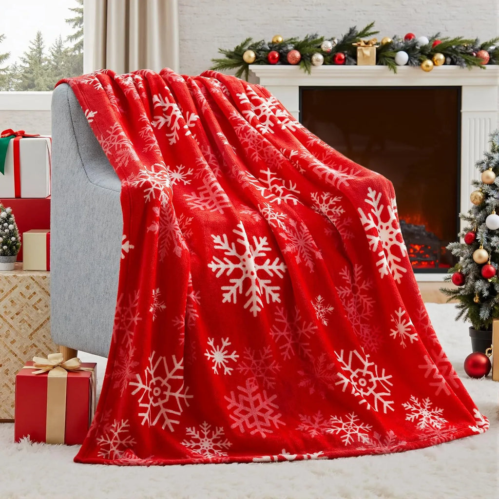 Polyester fibre Christmas blanket in American style with soft flannel texture