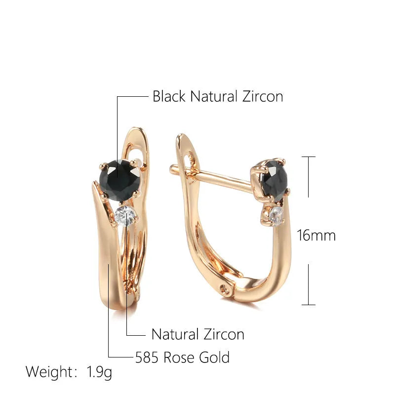 Gold geometric drop earrings with retro design and artificial gemstone inlay for women