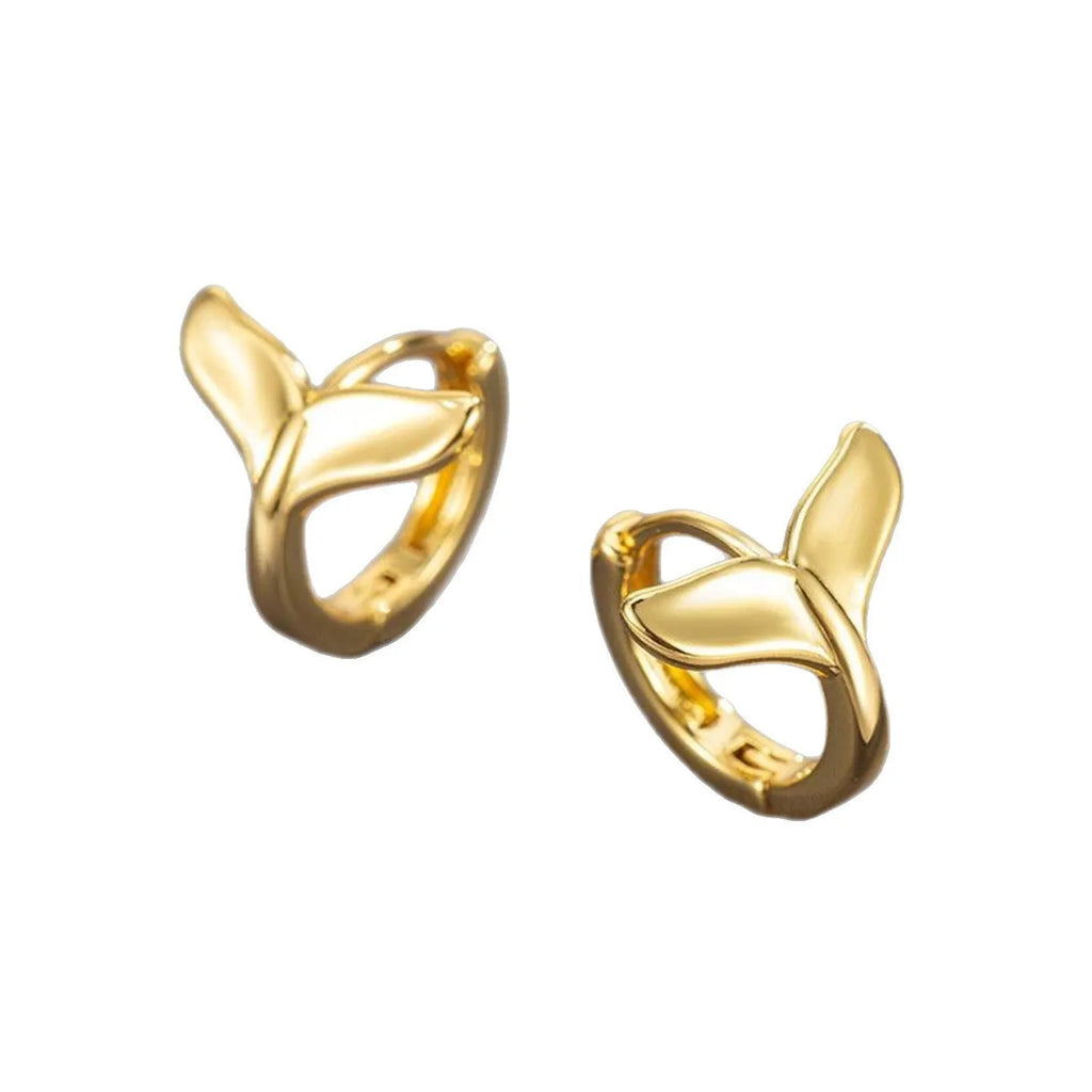 A pair of women's simple fishtail design earrings in an electroplated gold colour.