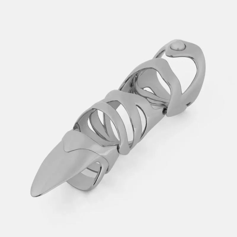 Silver alloy punk armor finger stall ring for costume and fashion