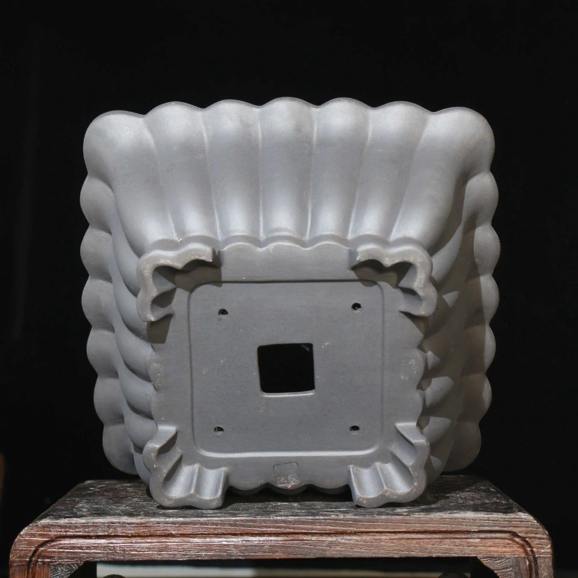 Purple sand ceramic square bonsai pot classical style desktop planter 37cm x 15cm