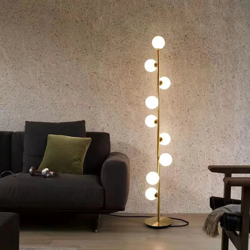 Minimalist Nordic style floor lamp with iron base and marble foundation