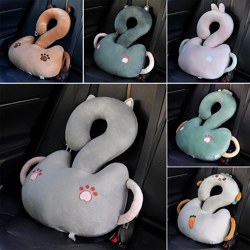 Square 65cm cartoon animal hug design cushion pillow on a sofa.