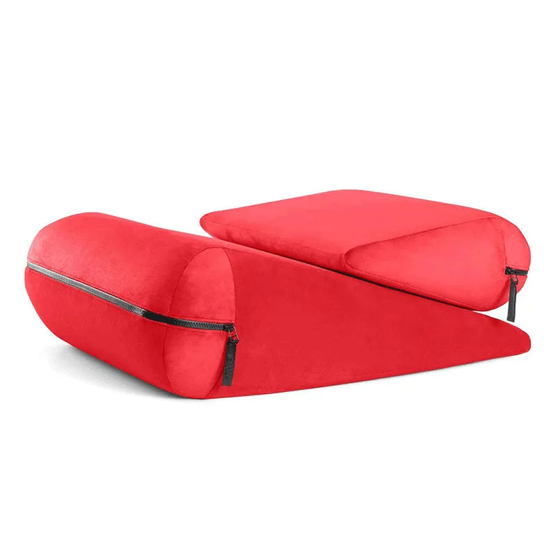 Triangle furniture pillow with embroidery detailing in grey colour showing wedge shape
