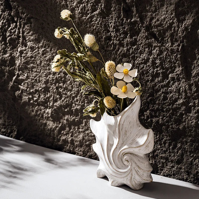 European style ceramic vase with coloured glaze finish and retro creative design elements