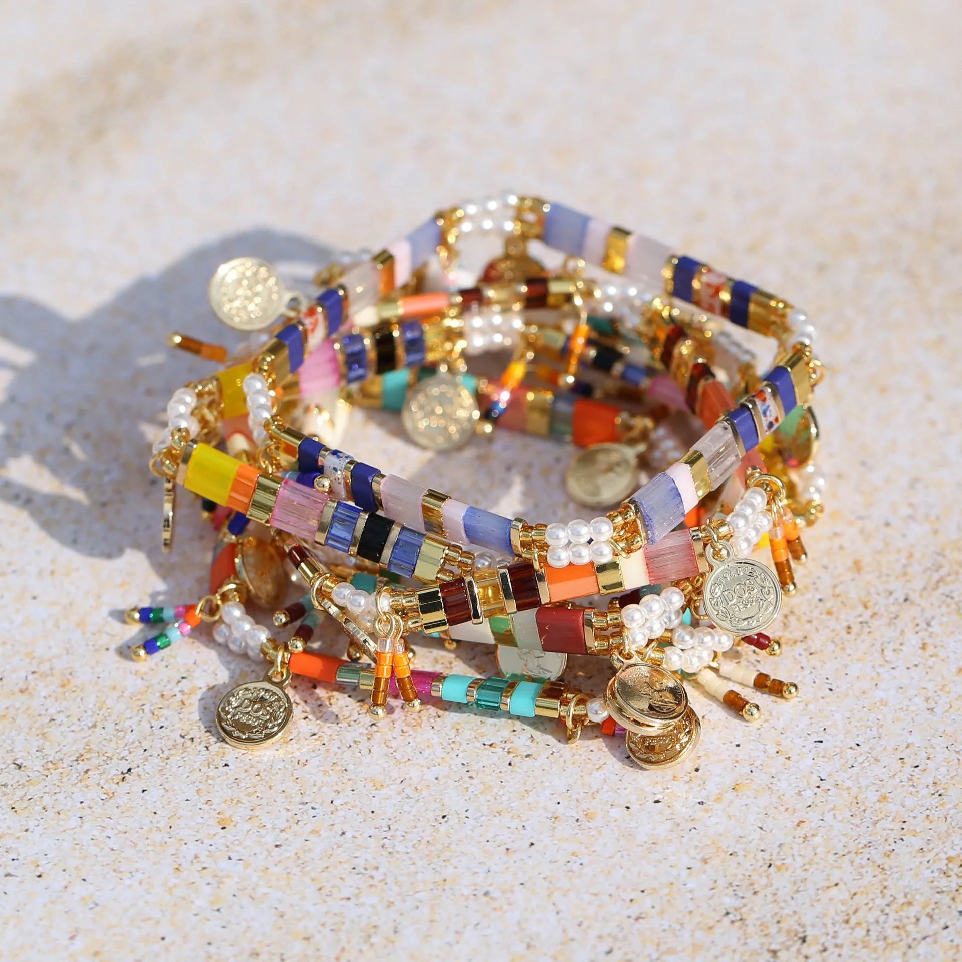 Women's imitation pearl bracelet with glass beads in European American style