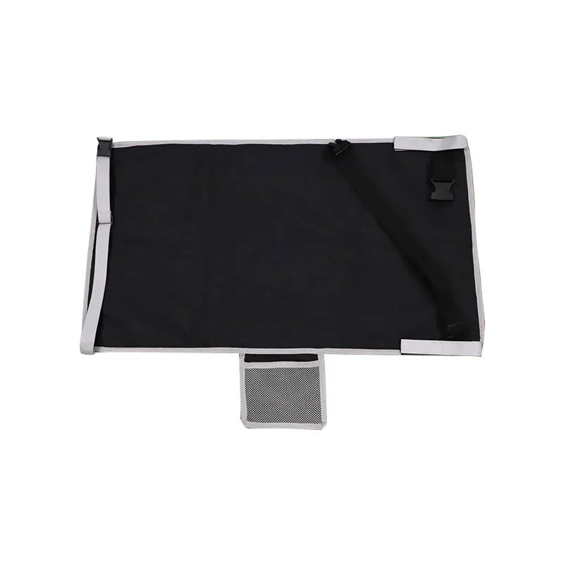 Portable blue children's aircraft pedal seat extender with extension device and drawstring pocket
