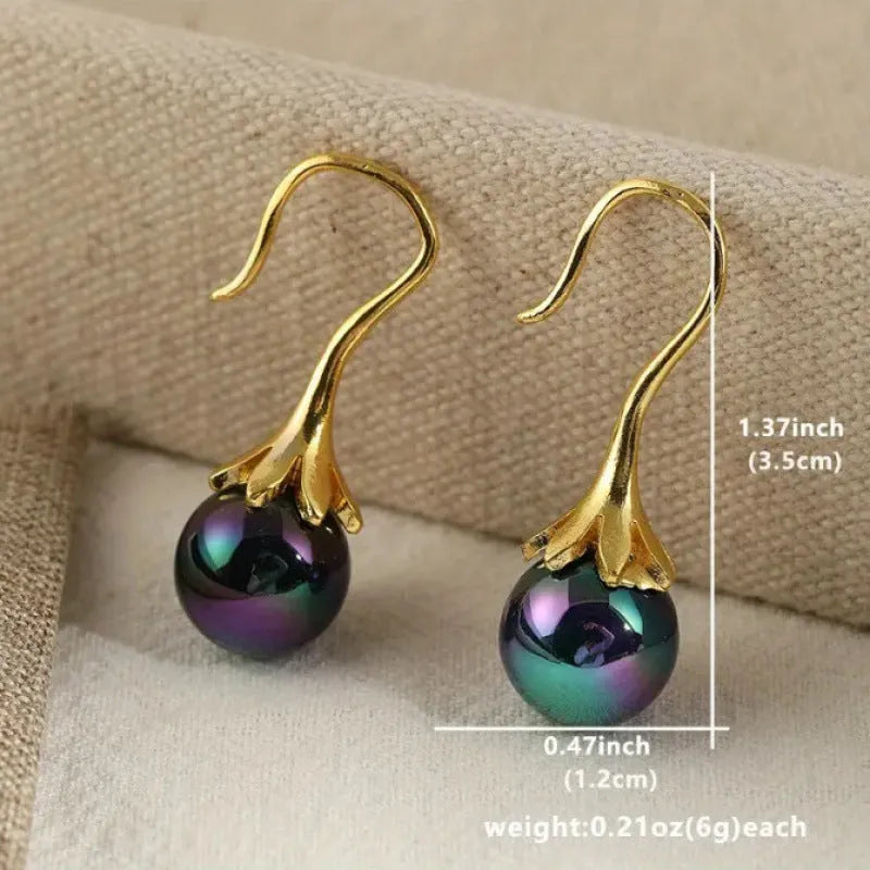 Women's retro fashion alloy earrings with electroplated imitation gold finish