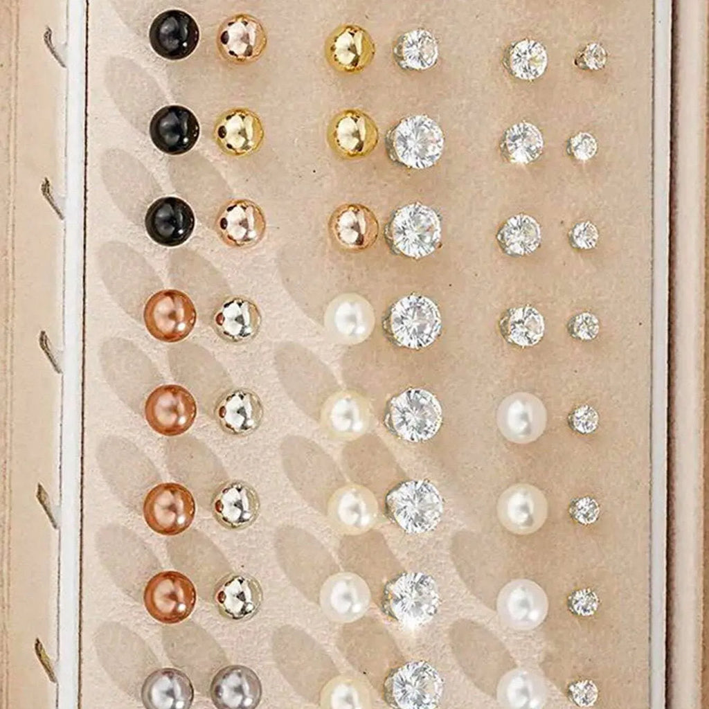 108 geometric pearl earrings with gold electroplated alloy construction and round elements