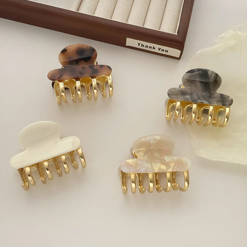 Acetate women's hair barrette with metal grip in medium size, retro dopamine styling