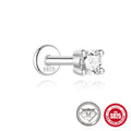 S925 sterling silver stud earrings with petal diamond geometric designs in platinum plating
