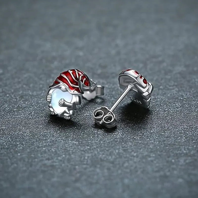 Women's copper Santa Claus heart earrings with electroplated white gold colour finish